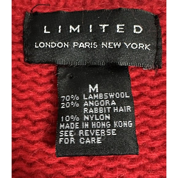 The Limited VTG Angora Lambswool Red M Chunky Knit Sweater Long Sleeve Crew Neck - Picture 4 of 5